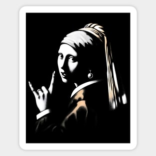 Metalhead Girl with a Pearl Earring Sticker